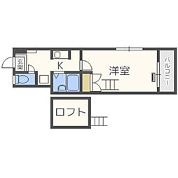 プレ・マルシェ美野島 1階1Kの間取り