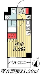 JR総武本線 船橋駅 徒歩3分の賃貸マンション 8階ワンルームの間取り
