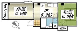 トリノマンション 2DKの間取図画像