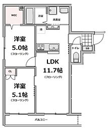 都営新宿線 船堀駅 徒歩10分の賃貸マンション 1階2LDKの間取り