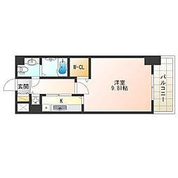 エスリード福島リバーフロント 1Kの間取図画像