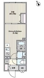 エルファーロ三軒茶屋VI 2階1DKの間取り