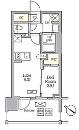 テラス神田猿楽町 1LDKの間取図画像