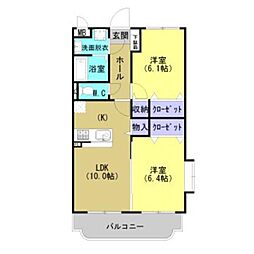 ユーミーおおひら 2LDKの間取図画像