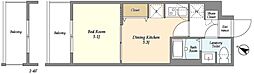 フュージョン池袋ウエスト 1DKの間取図画像