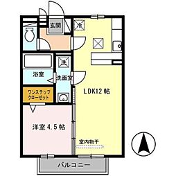 JR片町線(学研都市線) 四条畷駅 徒歩10分の賃貸アパート 1階1LDKの間取り