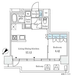 サンライズ茅場町 1LDKの間取図画像