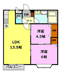 アビーロードA 2LDKの間取図画像