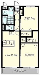 アバンツァートコルソ吉川美南 2LDKの間取図画像