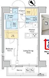 プラウドフラット清澄通り 1LDKの間取図画像