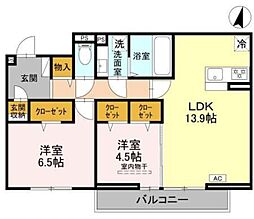 プレジール 2階2LDKの間取り