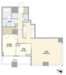 勝どきザ・タワー 2LDKの間取図画像