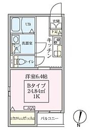 スカイルーチェ南浦和 4階1Kの間取り