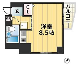 アルテハイム神戸県庁前 2階ワンルームの間取り