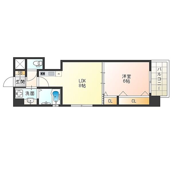 大阪府大阪市福島区玉川３丁目(賃貸マンション1LDK・3階・34.44㎡)の写真 その2