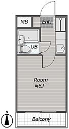 坂戸宝マンション 1Kの間取図画像