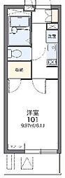 レオパレス中川2 1Kの間取図画像