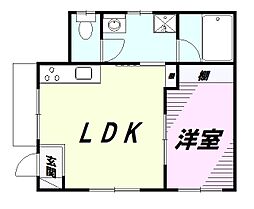 JR中央線 高尾駅 徒歩16分の賃貸一戸建て 1階1LDKの間取り