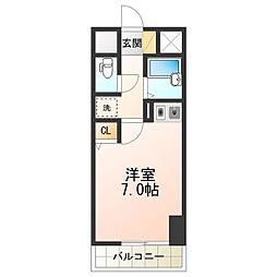 プランドールマサキ 7階ワンルームの間取り