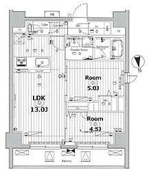 プロスタイルウェルス品川戸越MD 12階2LDKの間取り