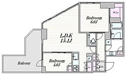 Brillia Tower 池袋 West 4階2LDKの間取り