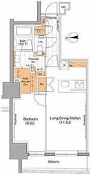 ザ・パークハビオ上野 7階1LDKの間取り