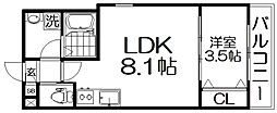 ジーメゾン寝屋川秦町ルシェール 1LDKの間取図画像