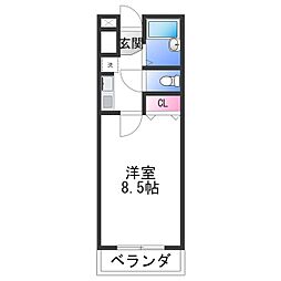 マンションフルール 1Kの間取図画像