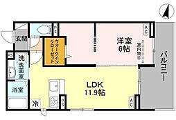 グランヴィル 2階1LDKの間取り