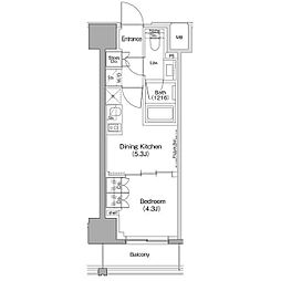 ザ・パークハビオ滝野川 14階1DKの間取り