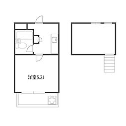 メゾンレオ丘の上 2階1Kの間取り