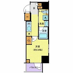 京成千葉線 千葉中央駅 徒歩5分の賃貸マンション 8階1Kの間取り