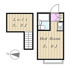 アップルハウスかすみ 1階1Kの間取り