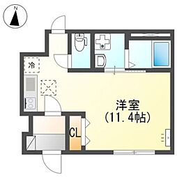 JR八高線 箱根ケ崎駅 徒歩18分の賃貸アパート 1階ワンルームの間取り