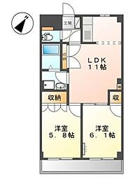 セントラルハイツII 1階2LDKの間取り