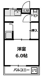 コーポ豊田 1Kの間取図画像