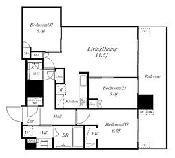 グランドシティタワー池袋 3LDKの間取図画像