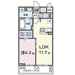 ブランノワレ 3階1LDKの間取り