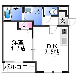 フジパレス和歌山駅南1番館 1DKの間取図画像