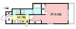 キューブス下北沢 1Kの間取図画像