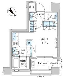 パークアクシス茅場町 9階ワンルームの間取り