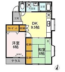 リバーサイドサカエ2号棟 2DKの間取図画像