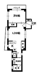 ネリキタビルディング 3階1LDKの間取り
