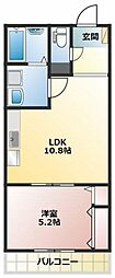 アンレーヴメゾンA 1LDKの間取図画像