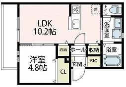 プレザンメゾン 2階1LDKの間取り