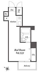メゾン・ド・ヴィレ麻布台 1Kの間取図画像