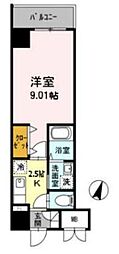 プランドール 1Kの間取図画像