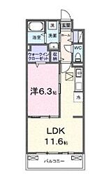 アウラティエ 1階1LDKの間取り