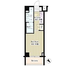 タキミハウス西早稲田 3階1Kの間取り