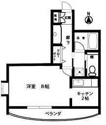 山咲ビル 1Kの間取図画像